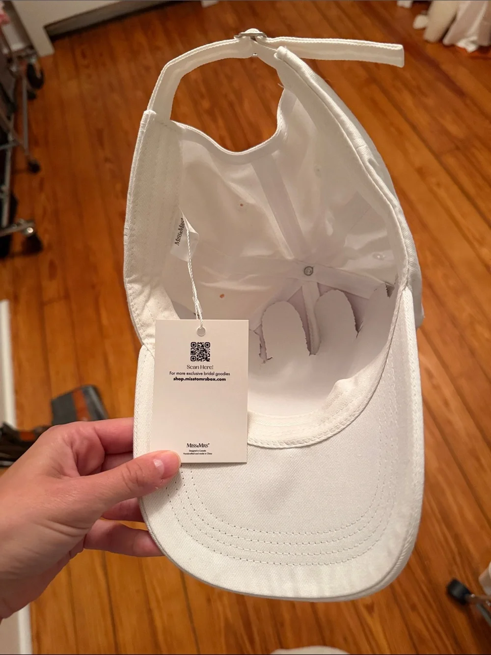 Miss to Mrs White 'BRIDE' Embroidered Baseball Cap